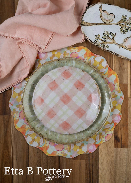 Spring Pink Plaid Salad Plate