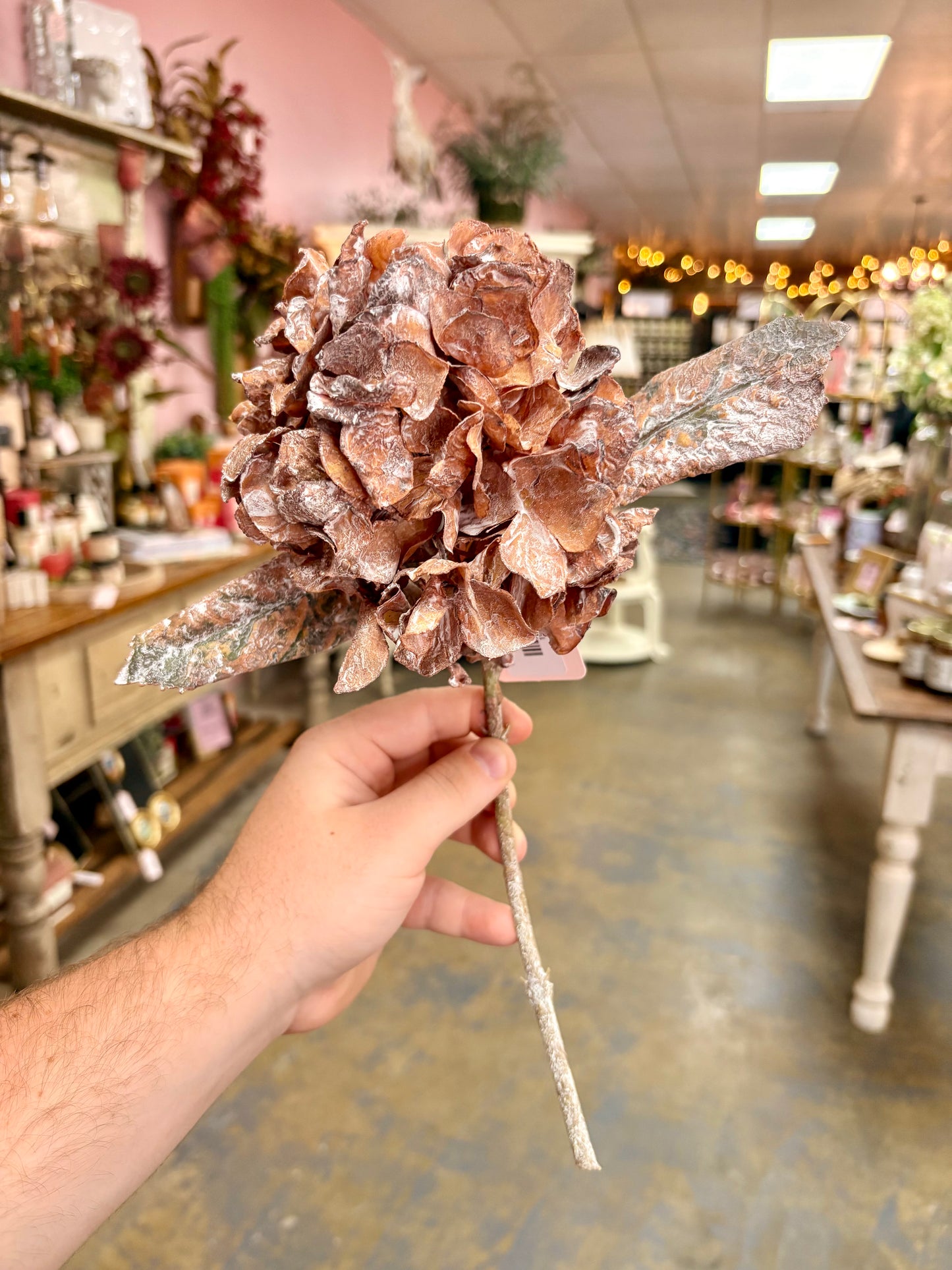 13" Dried Look Hydrangea Spray