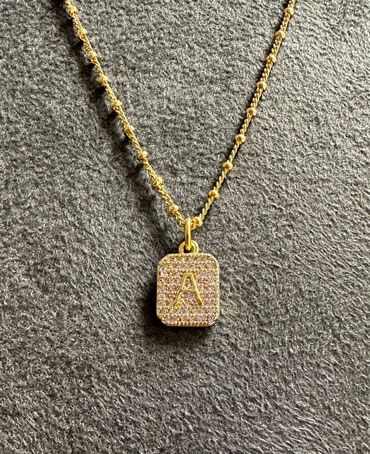 Initial Necklace Bead Crimp Chain