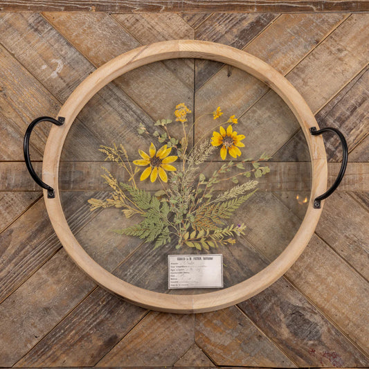 15.75" Yellow Pressed Botanical Tray