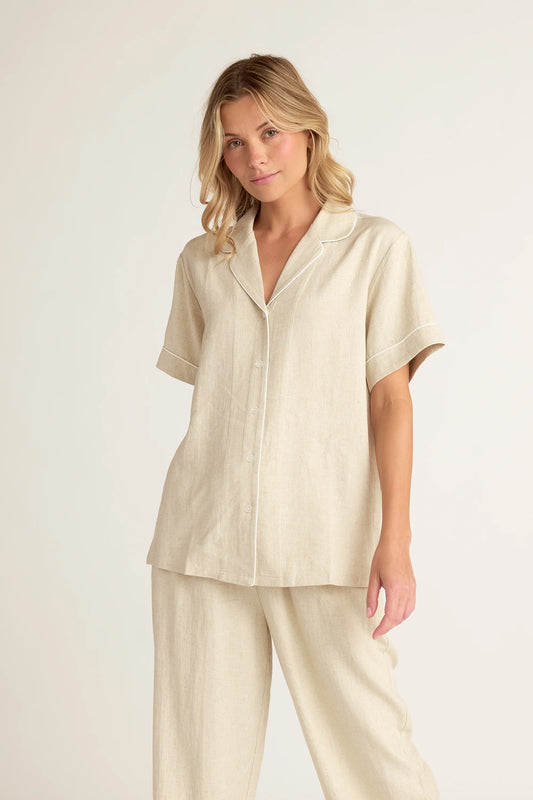 Linen Short Sleeve Button Up