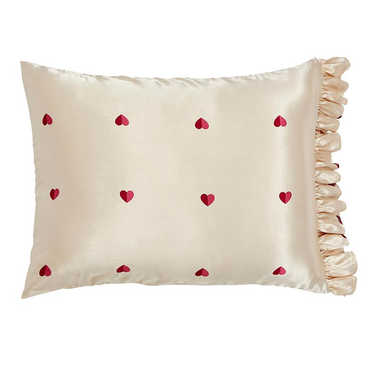 Hearts Ruffle Satin Pillowcase