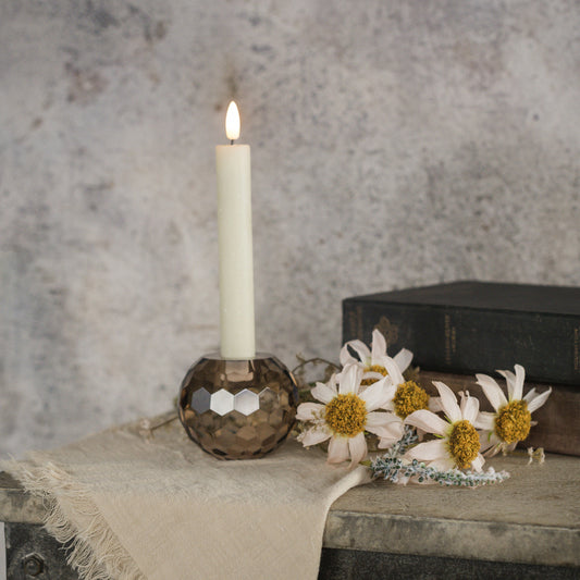 3" Bronze Glass Taper Candle Holder