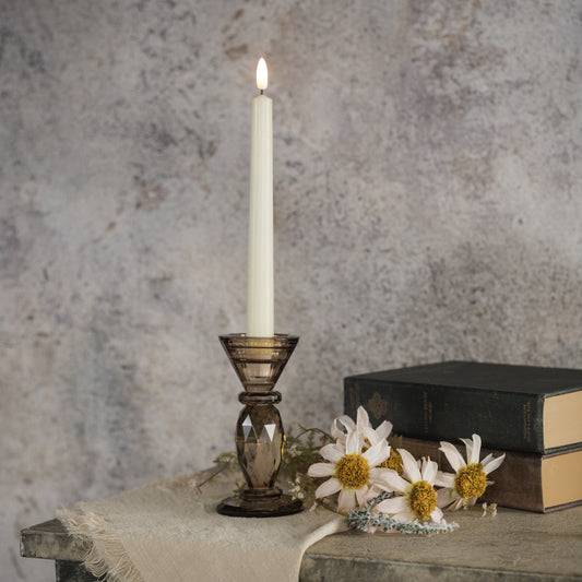 5.5" Bronze Glass Taper Candlestick