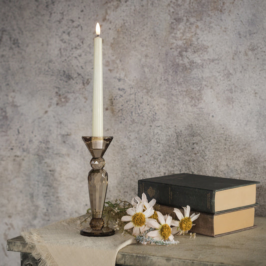 7.5" Bronze Glass Taper Candlestick