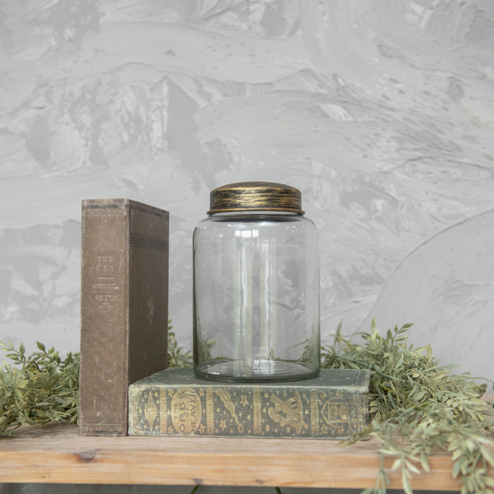 7.5" Glass Jar + Gold Lid