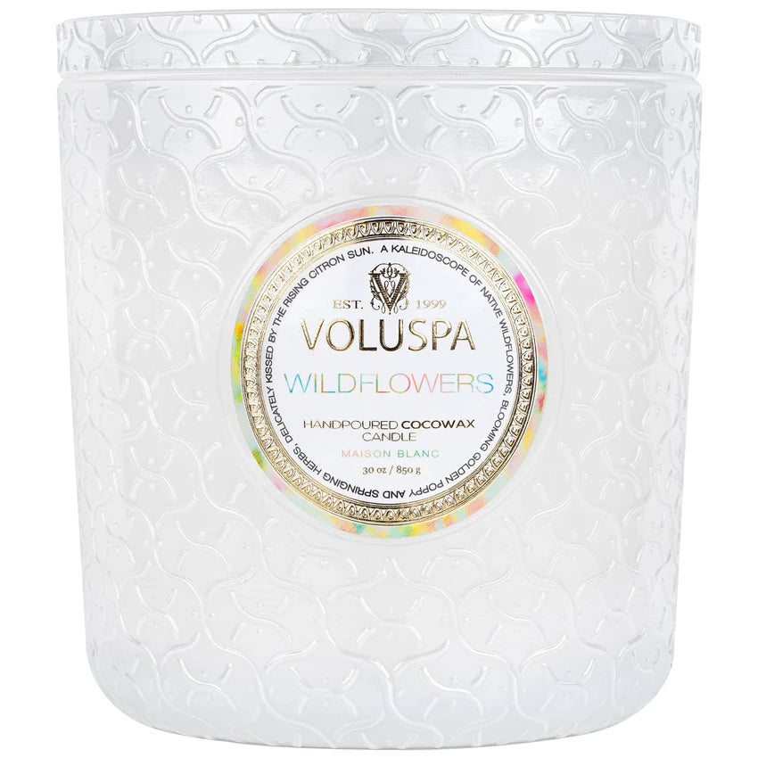 30oz. Embossed Glass Candle