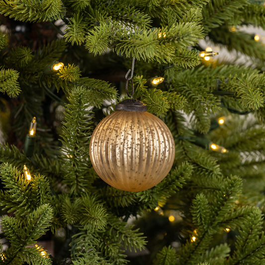 3" Champagne Ribbed Kugel Ornament