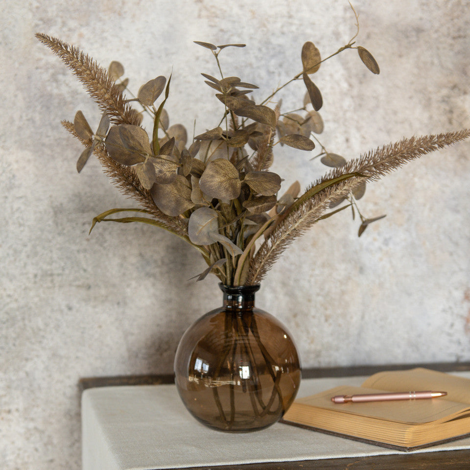 7" Brown Rounded Vase