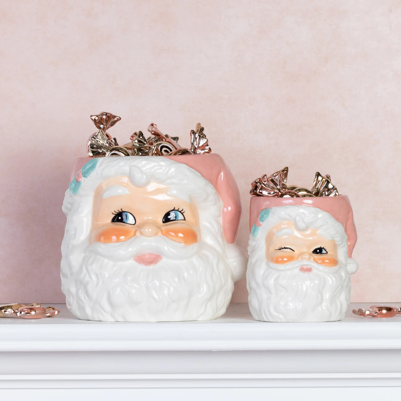 Pink Resting Santa Bowl