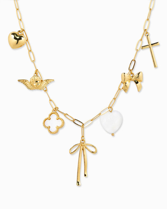 Chunky Bow Gold Charm Necklace