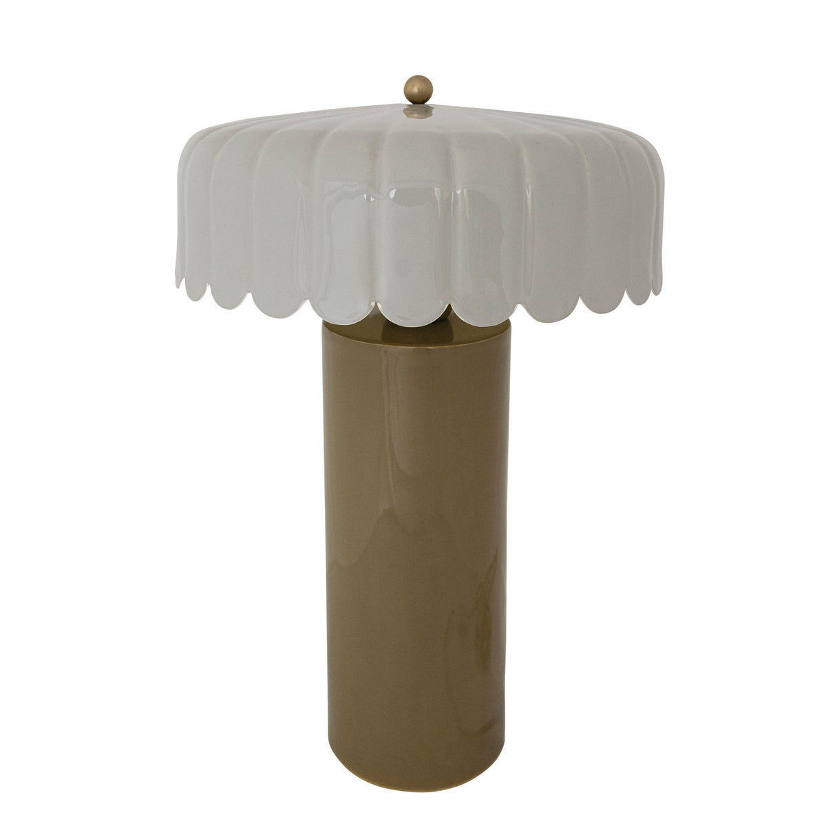 Grey and Olive Enameled Metal Table Lamp