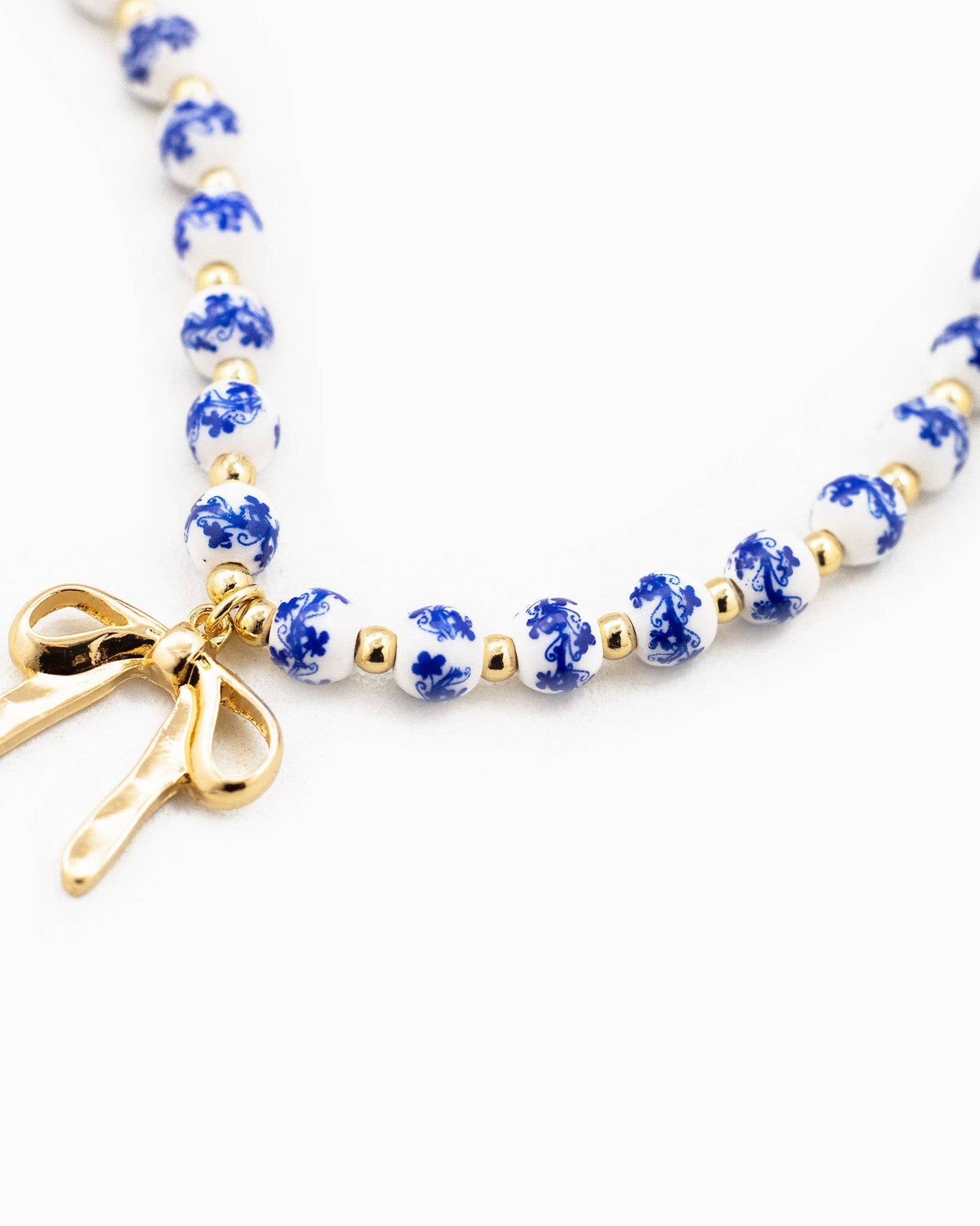 Ceramic Bead & Bow Necklace