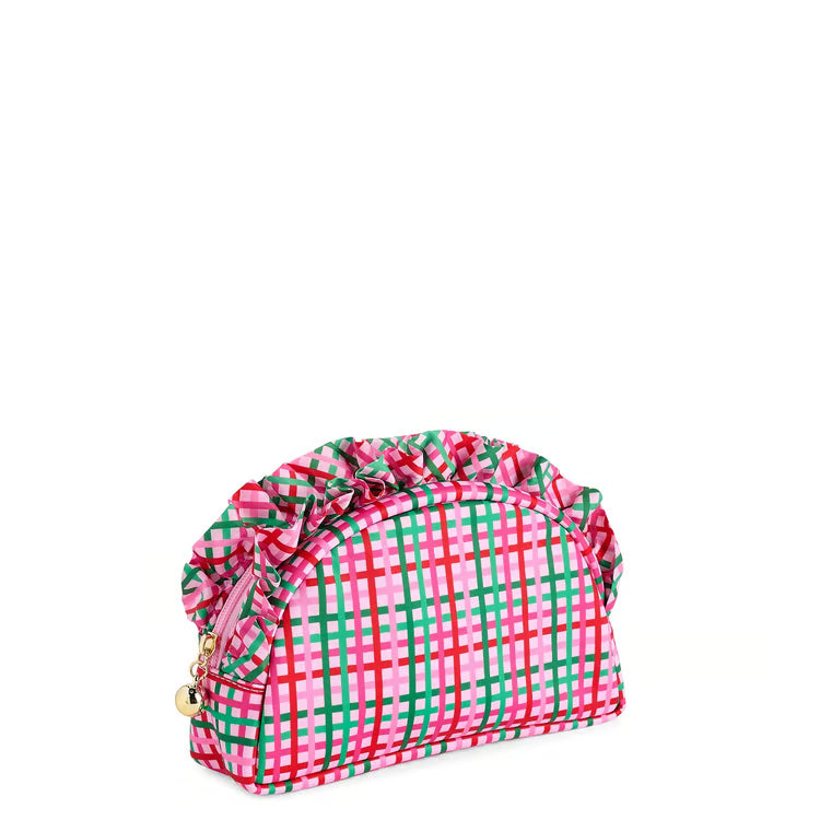 Plaid Ruffled Zip Pouch