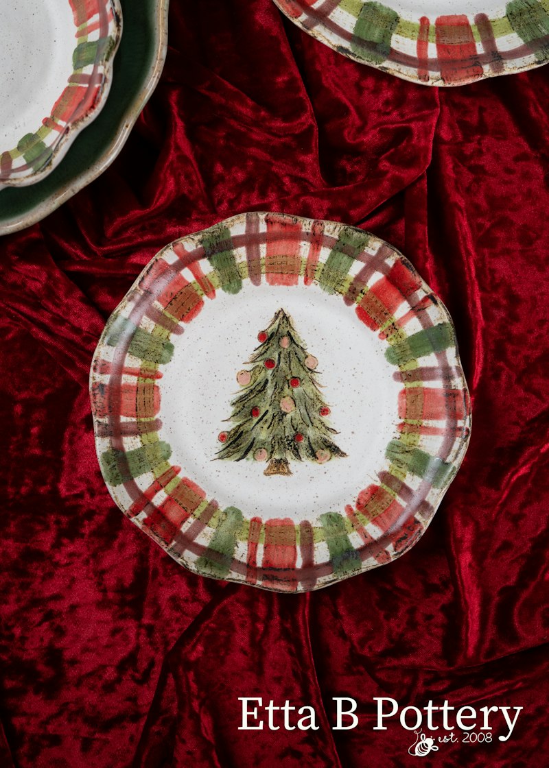 Fireside Tree on Plaid Plate