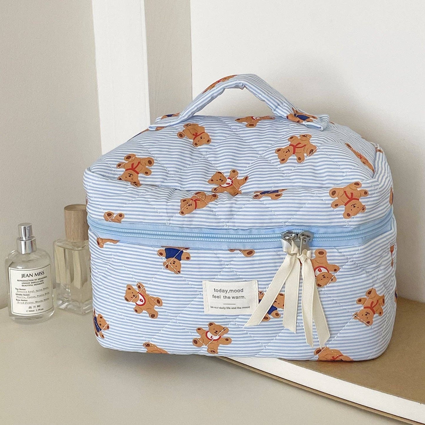 Striped Bear Make Up Bag