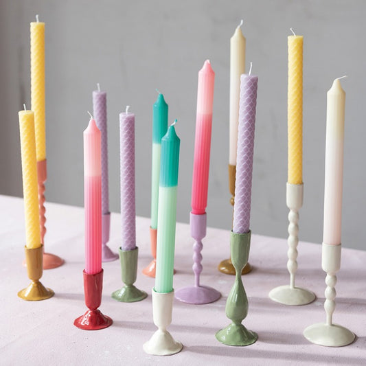 Enameled Metal Taper Candle Holder