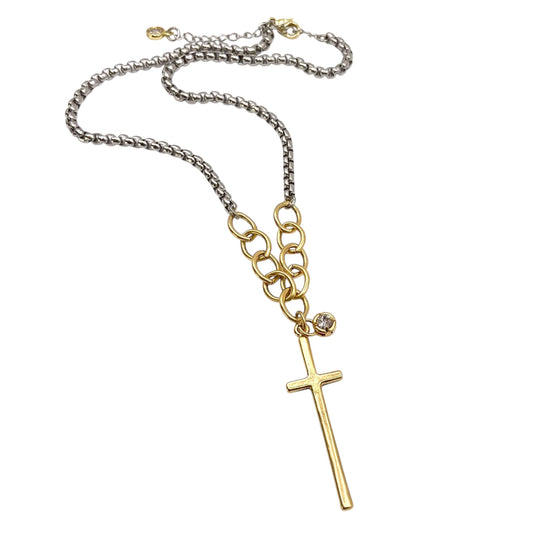 Mixed Metal Cross Necklace