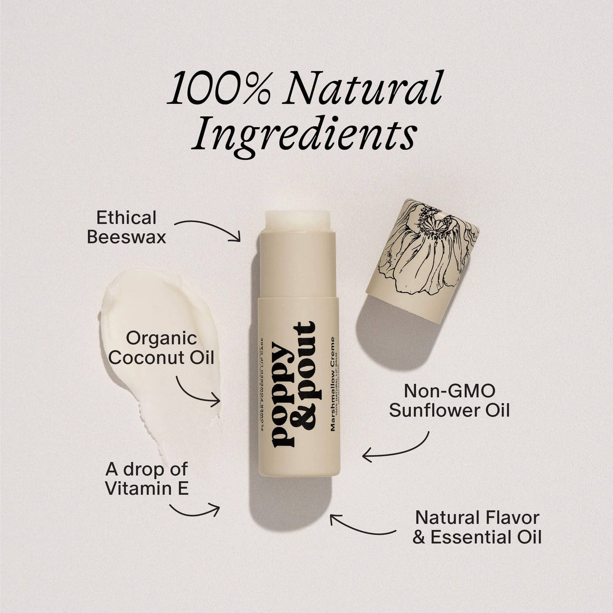 Poppy & Pout Lip Balm, Marshmallow Creme