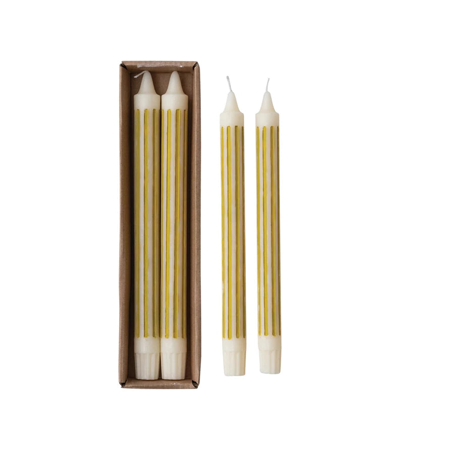 Set of 2 Striped Taper Candles