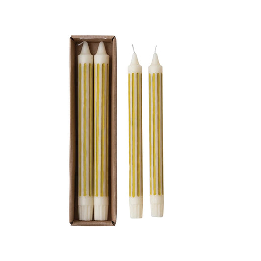 Set of 2 Striped Taper Candles