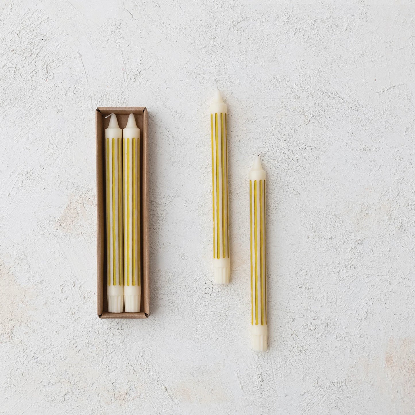Set of 2 Striped Taper Candles