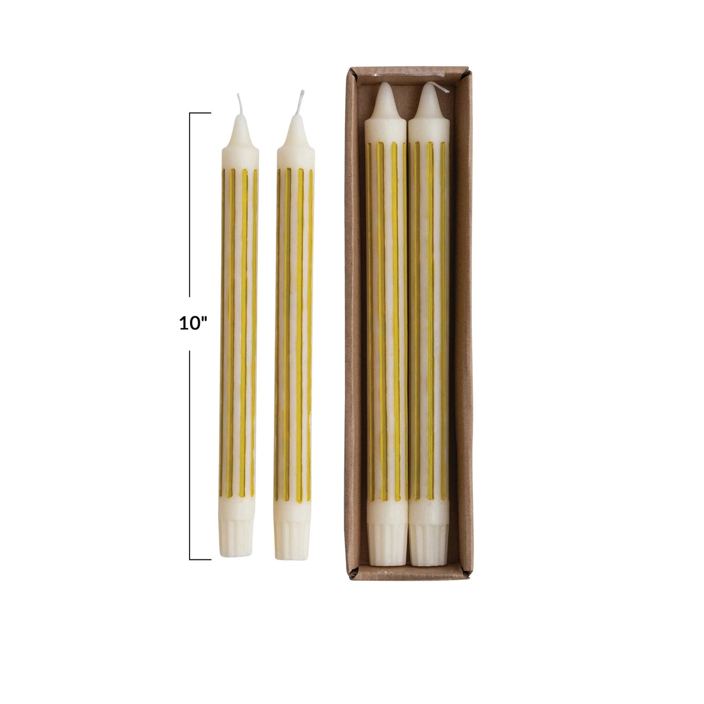 Set of 2 Striped Taper Candles