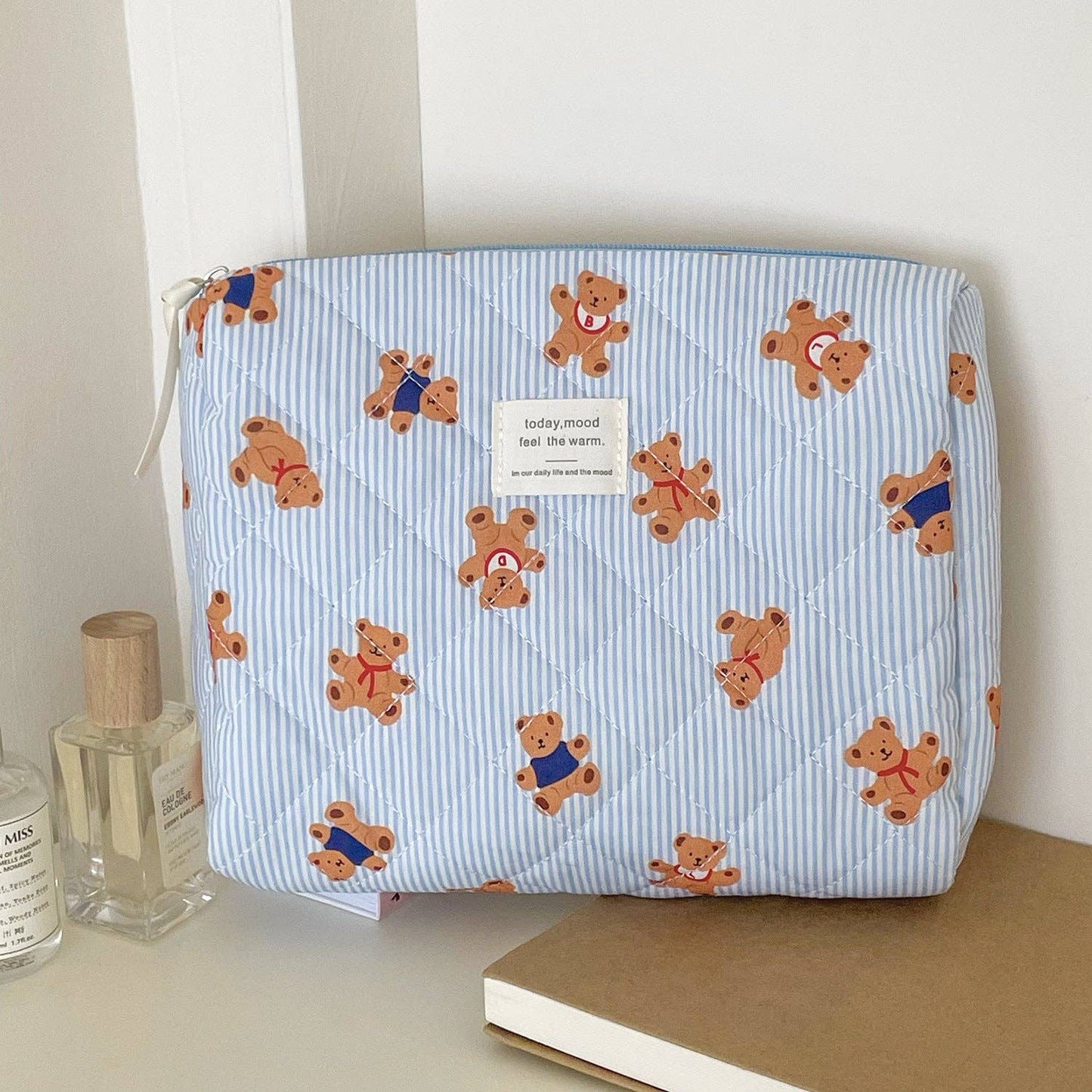 Striped Bear Make Up Bag