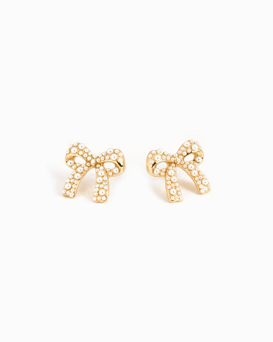 Pearl Pave Bow Earrings