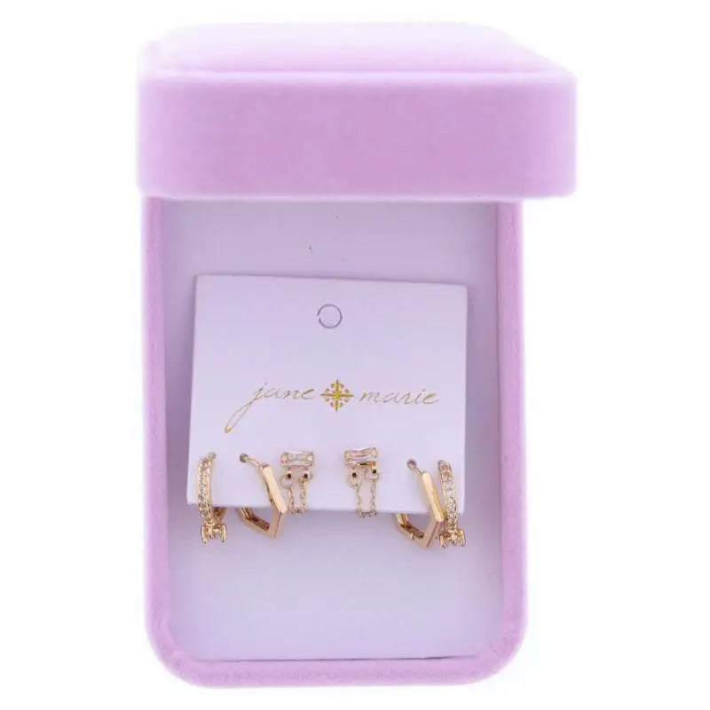Jane Marie Set of 3 Gold Huggies