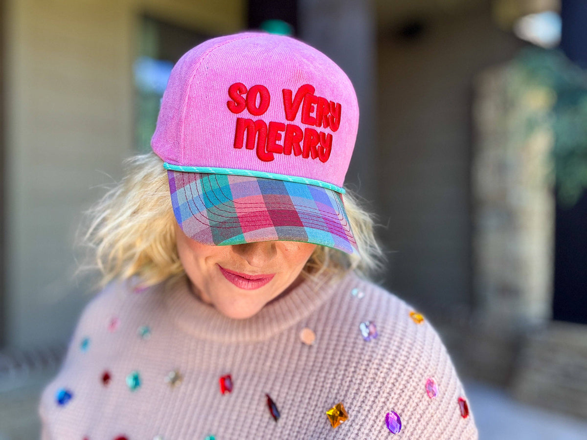 "So Very Merry" Pink Baseball Cap