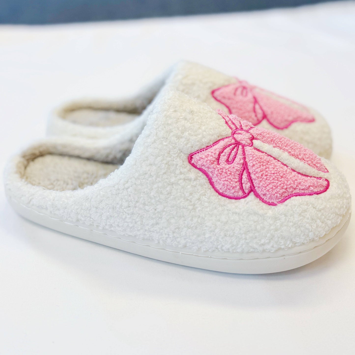 Pink Bow Cozy Slippers