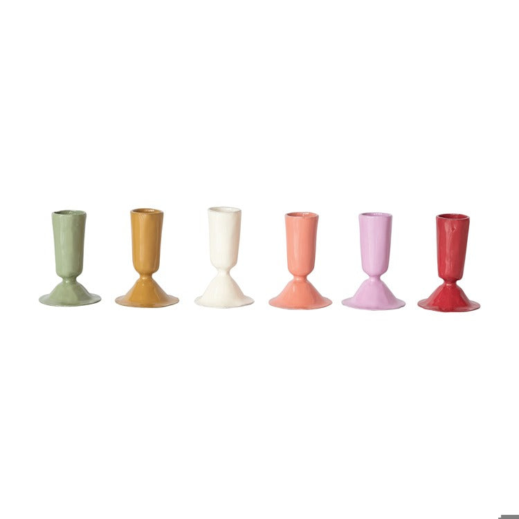 Enameled Metal Taper Candle Holder