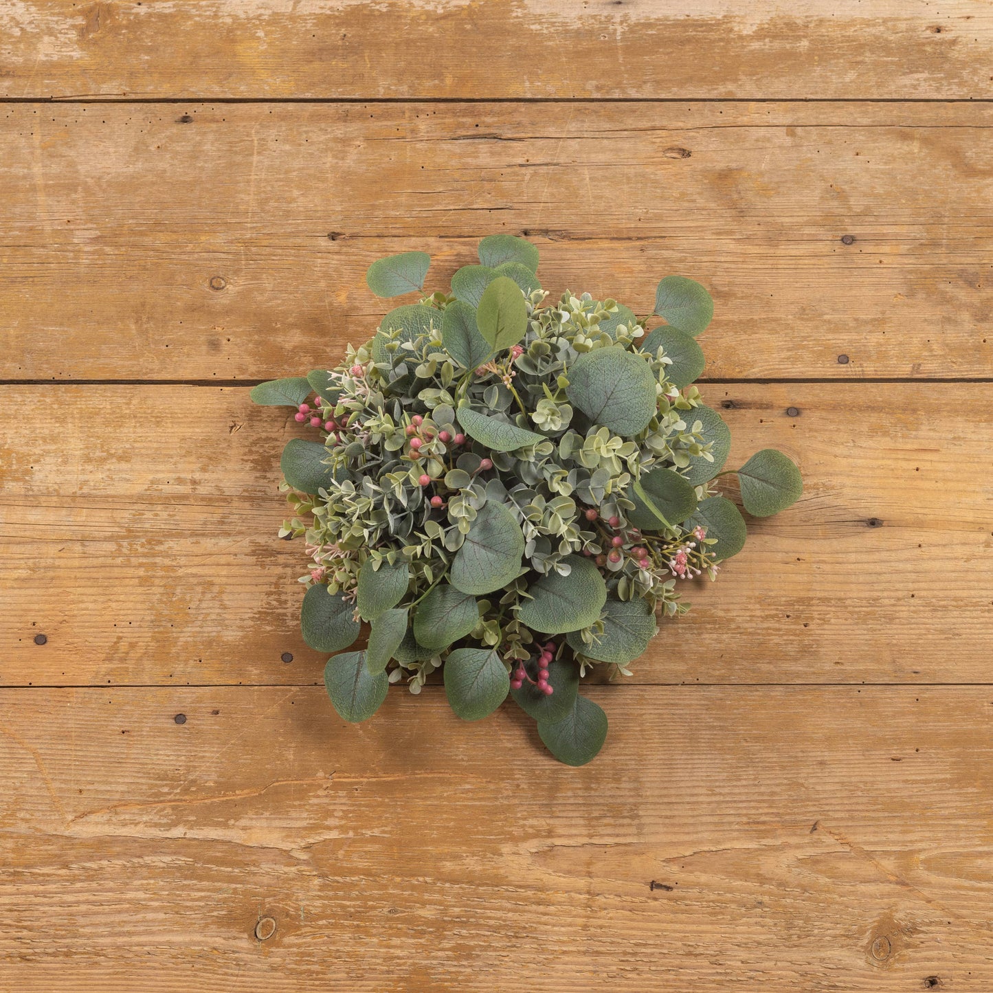 12" Eucalyptus & Pink Berries Half Ball