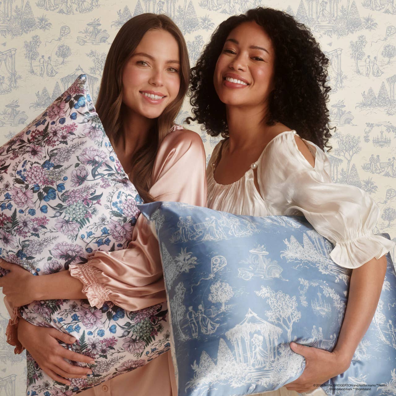 Bridgerton x Kitsch Satin Pillowcase in Garden Toile - King