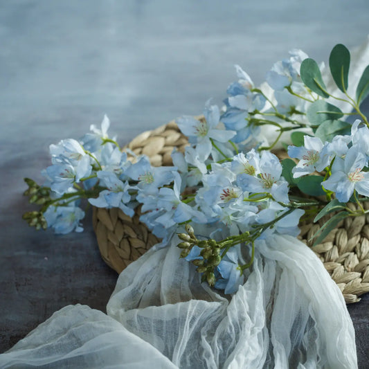 34" Light Blue Blossom Spray