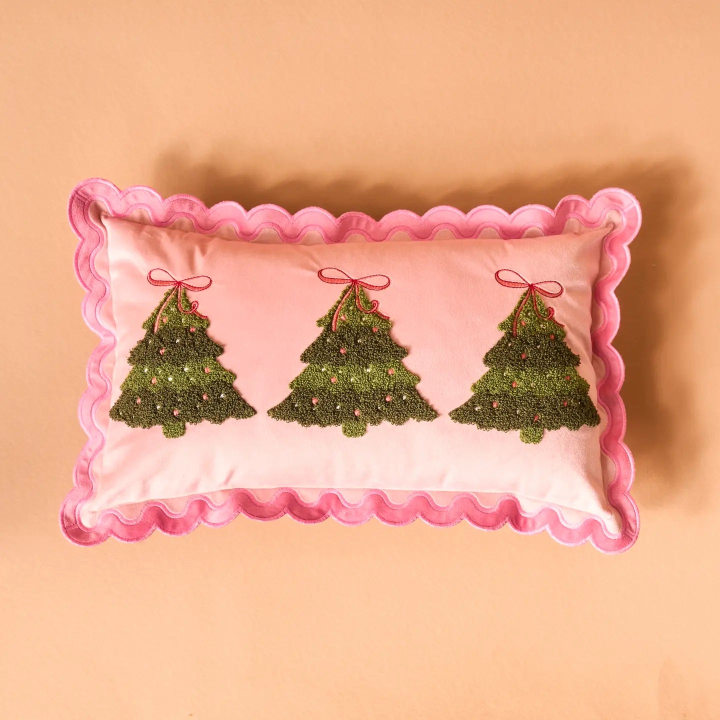 Scalloped Twinkling Trees Pillow
