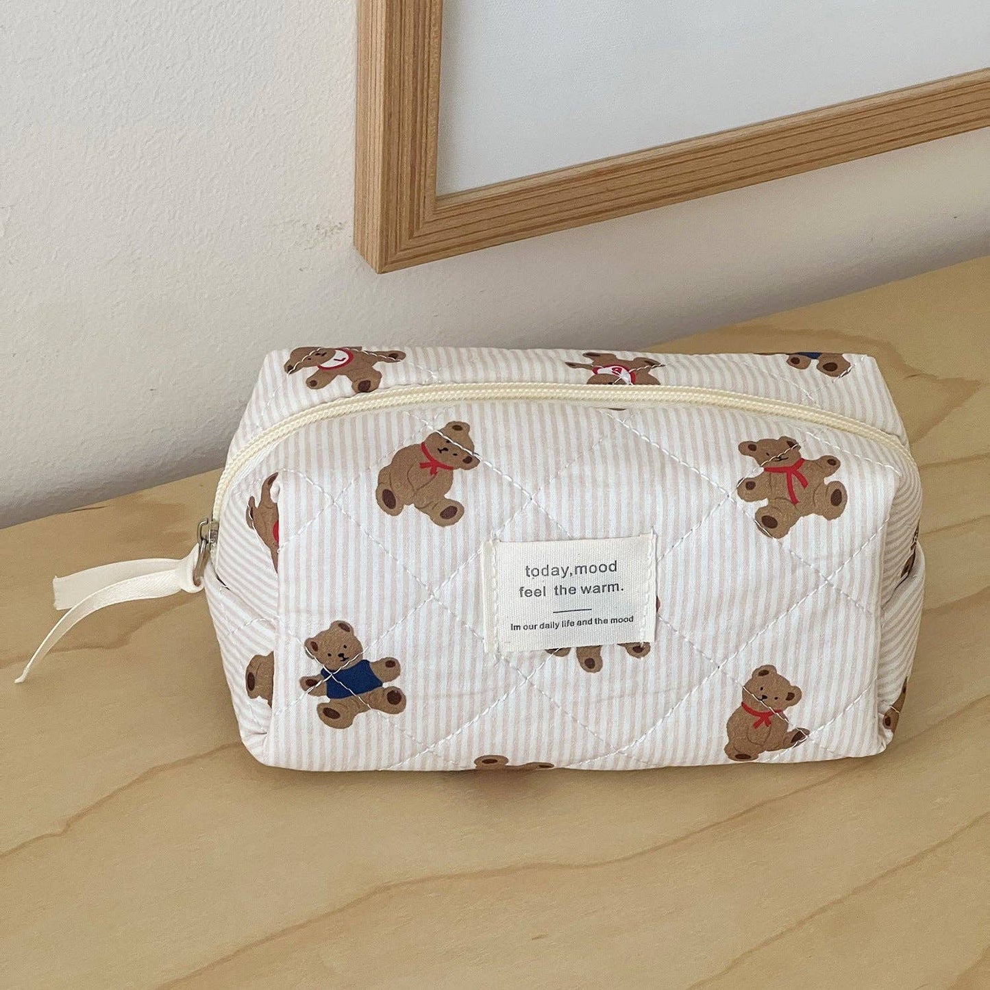 Striped Bear Make Up Bag