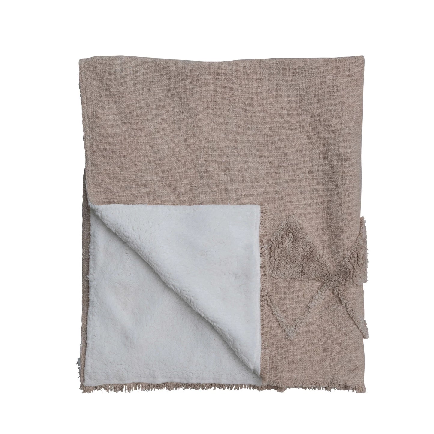 Beige Sherpa Throw Blanket