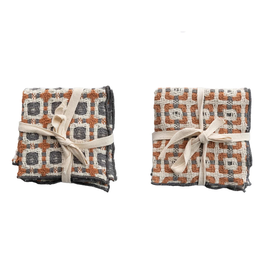 Grey & Orange Dish Cloth Set