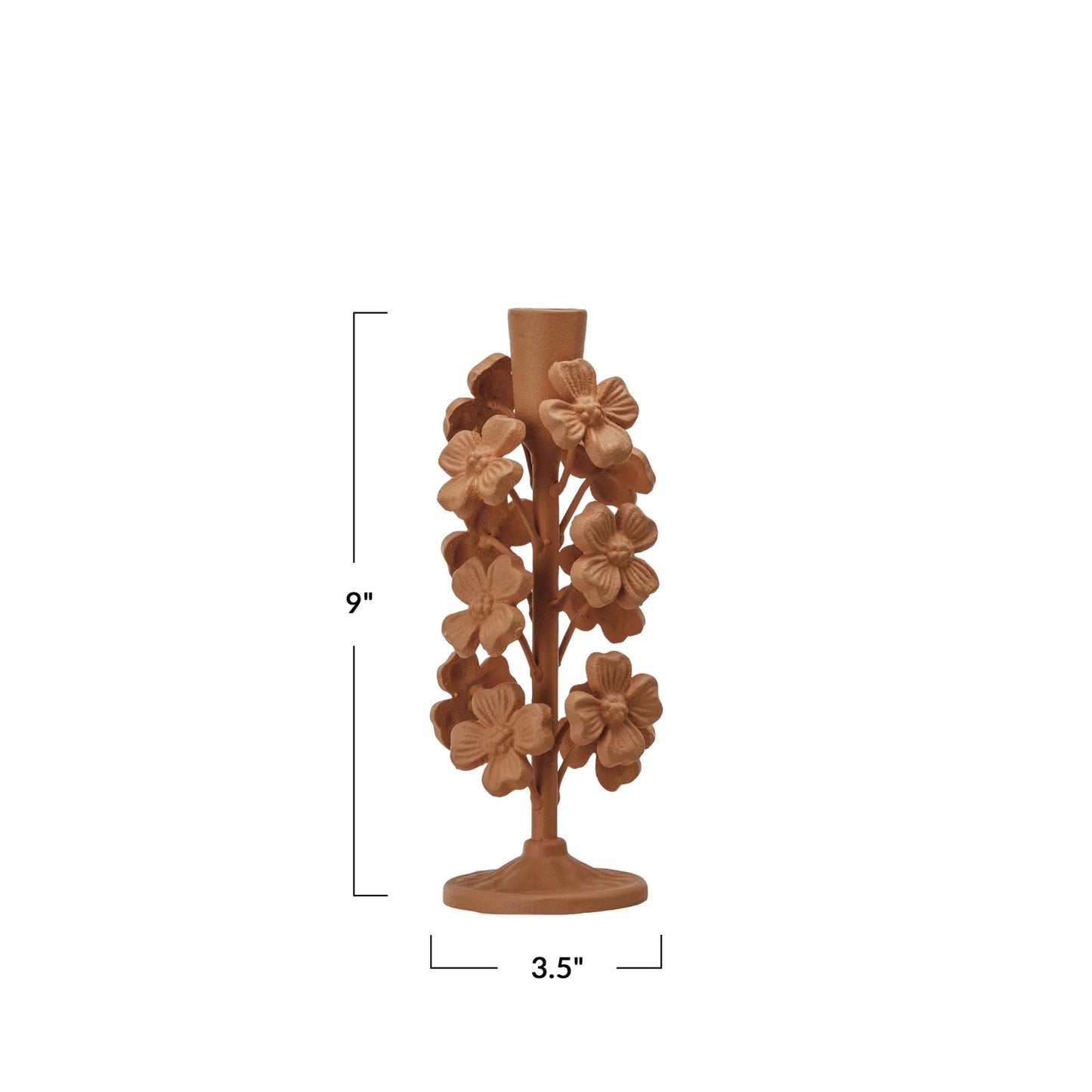 Cast Iron Flowers Taper Candle Holder