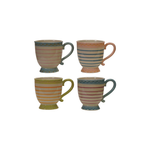 10oz. Hand-Painted Stoneware Footed Mug