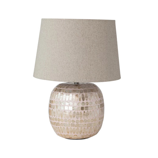 Pink & Natural Capiz Table Lamp