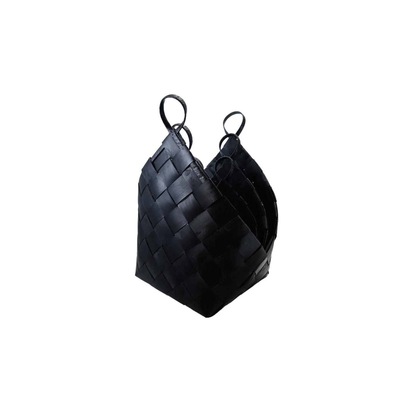 Black Woven Wood Basket