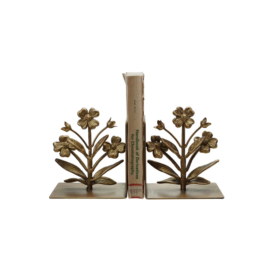 Gold Flower Bookend Set