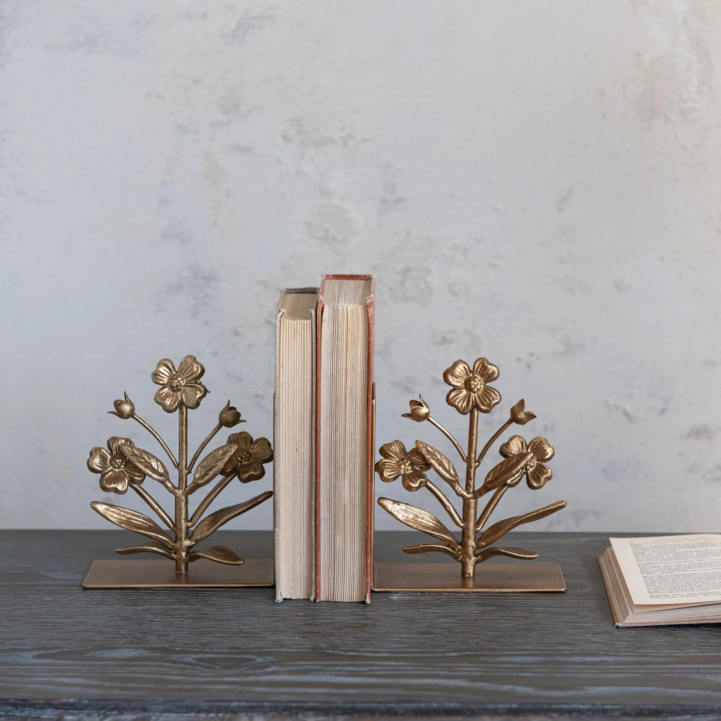 Gold Flower Bookend Set