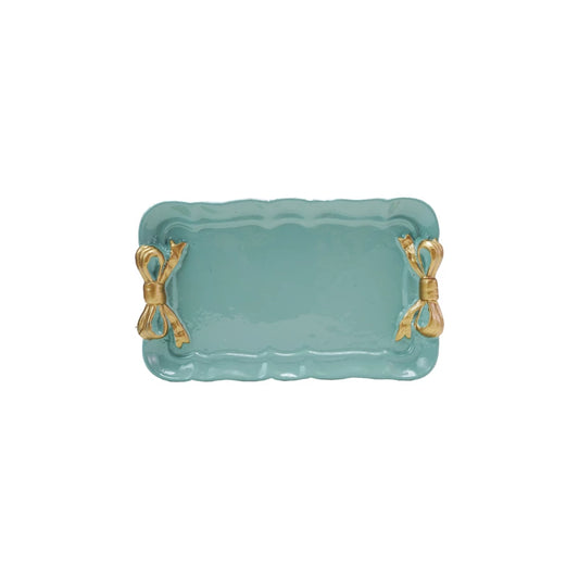 Aqua & Gold Bow Tray