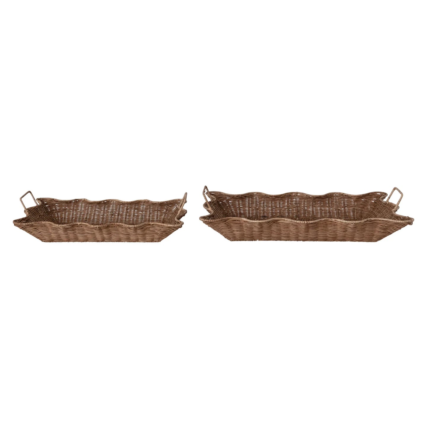 Hand-Woven Rattan Scalloped Nesting Trays