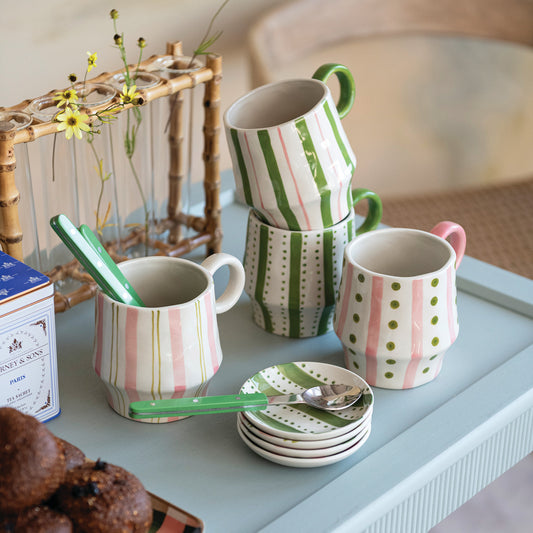 16 oz. Stoneware Mug with Striped Pattern