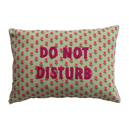 "Do Not Disturb" Voile Lumbar Pillow